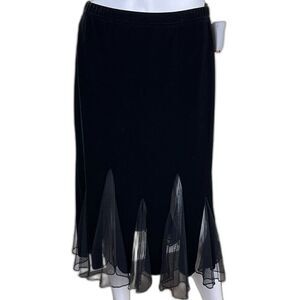 Vintage Xscape Women's Size M Black Velvet Midi Trumpet Skirt USA Fairy Goth NEW